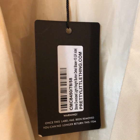 🎉PrettyLittleThing Stone Oversized Blazer🎉 - Picture 11 of 12